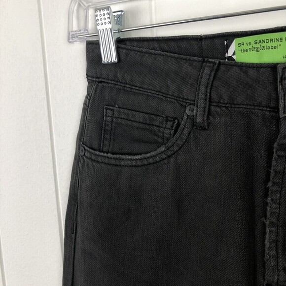 Sandrine Rose + Free People Straight Leg Black Jeans Button Fly Size 24 - Picture 4 of 11